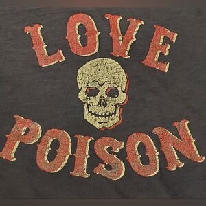 Johnson Motors Inc Womens Love Poison USA Made Single Stitch T-Shirt Size L EUC